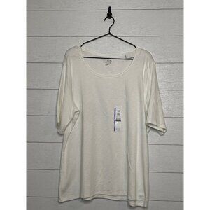 Time & Tru White Elbow Sleeve Scoop Neck Shirt Tee Womens XXL 20